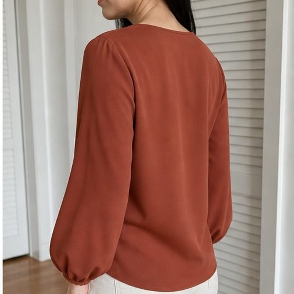 Rust Ruffle Blouse - Picture 3 of 6